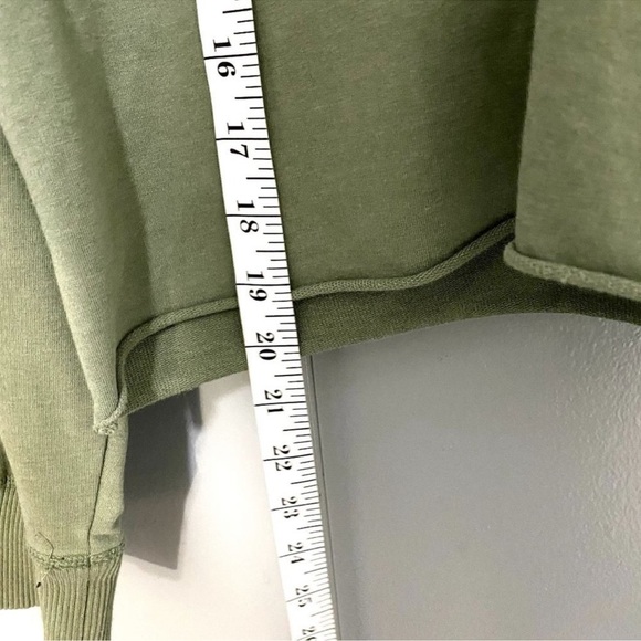Aerie Offline Olive Green Jersey Knit Raw Hems Crop Hoodie Mini Skirt Set M - Picture 5 of 13